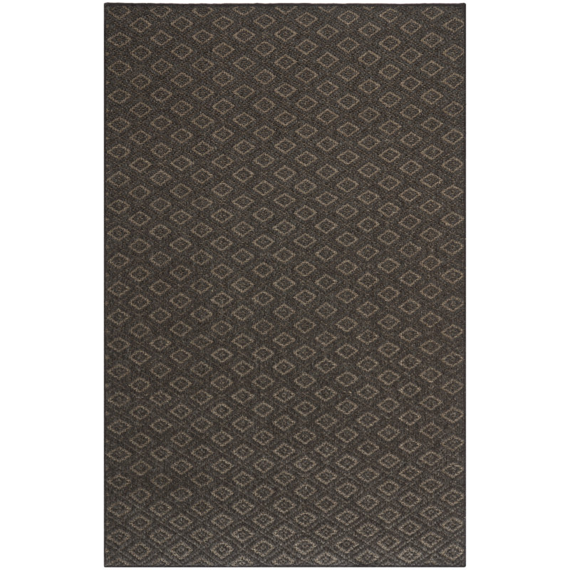 Handcrafted Diamond Motif Brown Wool 5' x 8' Area Rug