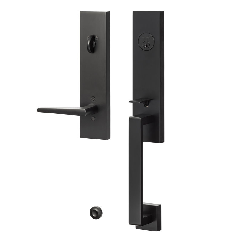 Flat Black Modern Dummy Entry Set with Lever and Rosette