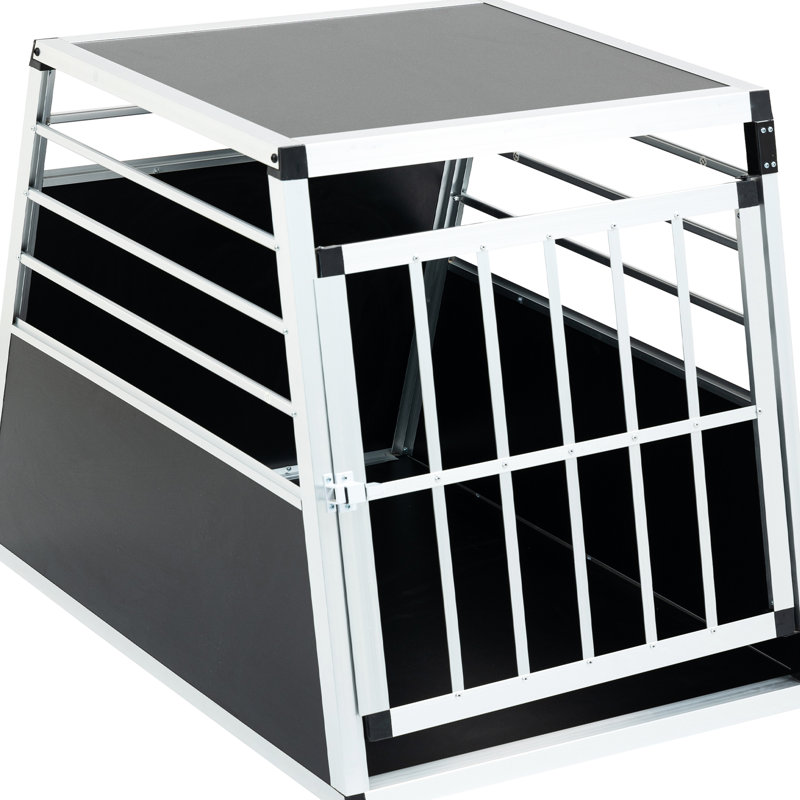 Noir et argent, boîte de transport pour chat en aluminium, dimensions, stable, facile à nettoyer, aluminium, structure simple pour chien