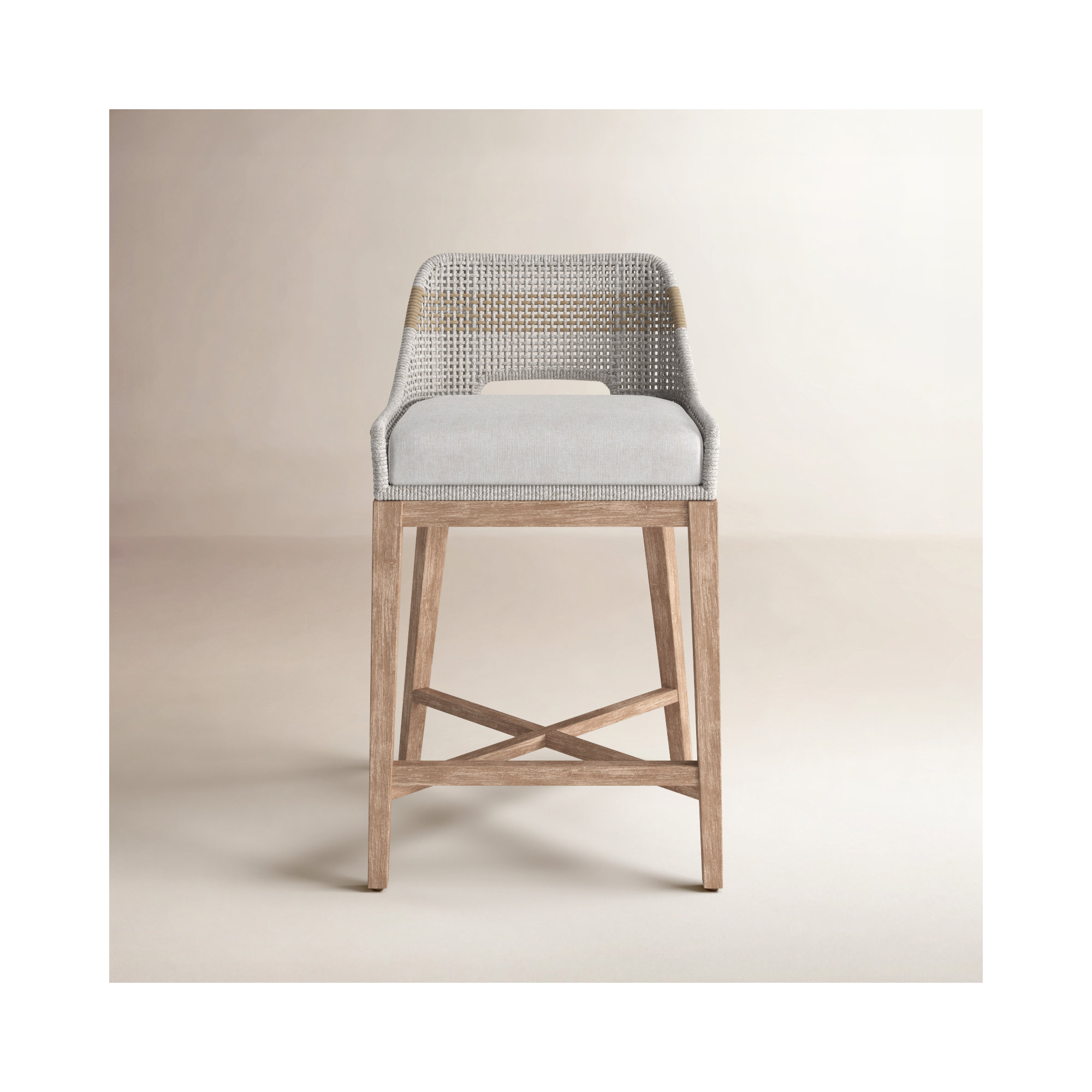 Bowker Bar & Counter Stool, Counter Stool (26" Seat Height), Taupe & White / Pumice