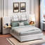 Upholstered Platform Bed With Two Bedside Pillows, Storage Shelves, Two Outlets And USB-115070612-115070635