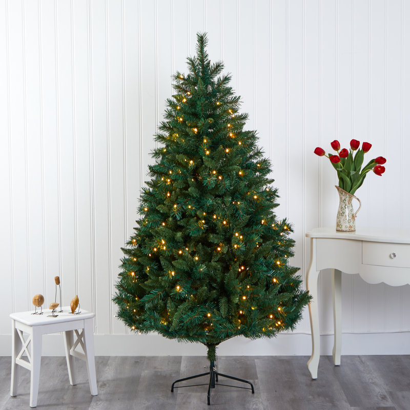 Sapin de Noël artificiel vert 6 'avec 300 lumières claires
