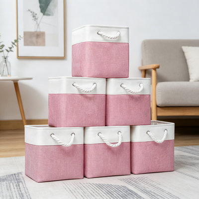 Cubes de rangement en tissu de 11 pouces, ensemble de 6 bacs de rangement cubiques pliables avec poignées, bacs de rangement robustes pour tablettes, placard et décoration intérieure