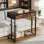 Table de bureau, bureau compact avec roulettes, bureau d'écriture à hauteur réglable, table basse mobile