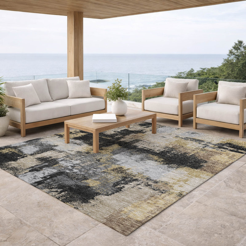 Machine Washable Indoor/Outdoor Chantille ACN2913 Modern Rug, 3' x 5', Black