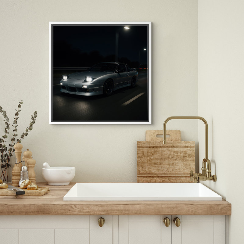 Reproduction d'art sur toile encadrée, reproduction de photo de voiture, H 16 po x l 16 po, Blanc