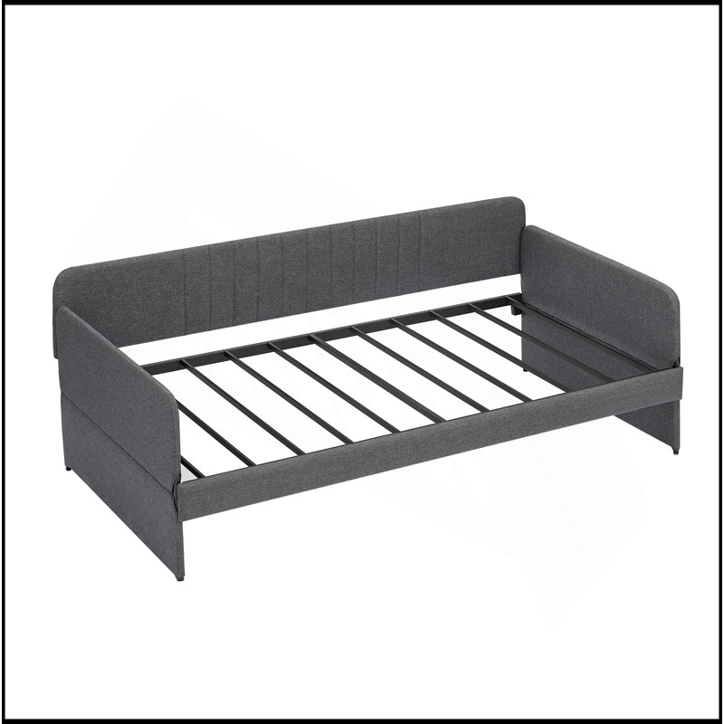 Lit de jour, canapé-lit en métal avec lit gigogne simple, gris, L 78,4 po x l 41 po x H 29,8 po.