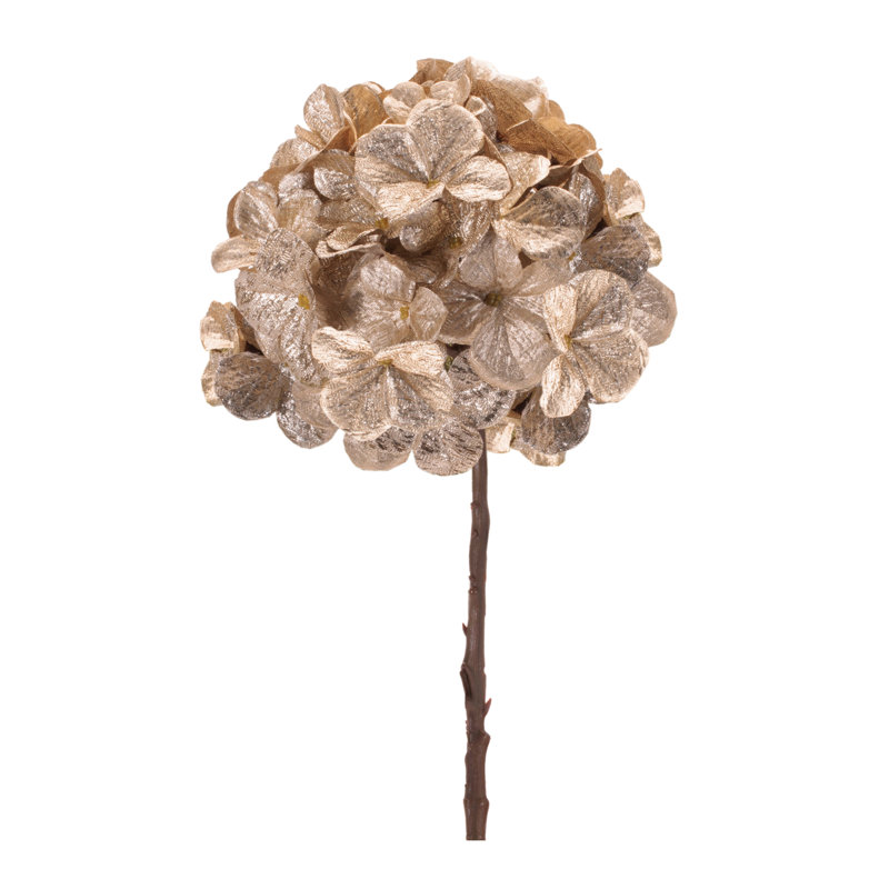 Metallic Hydrangea Flower Stem (Set of 4), Gold
