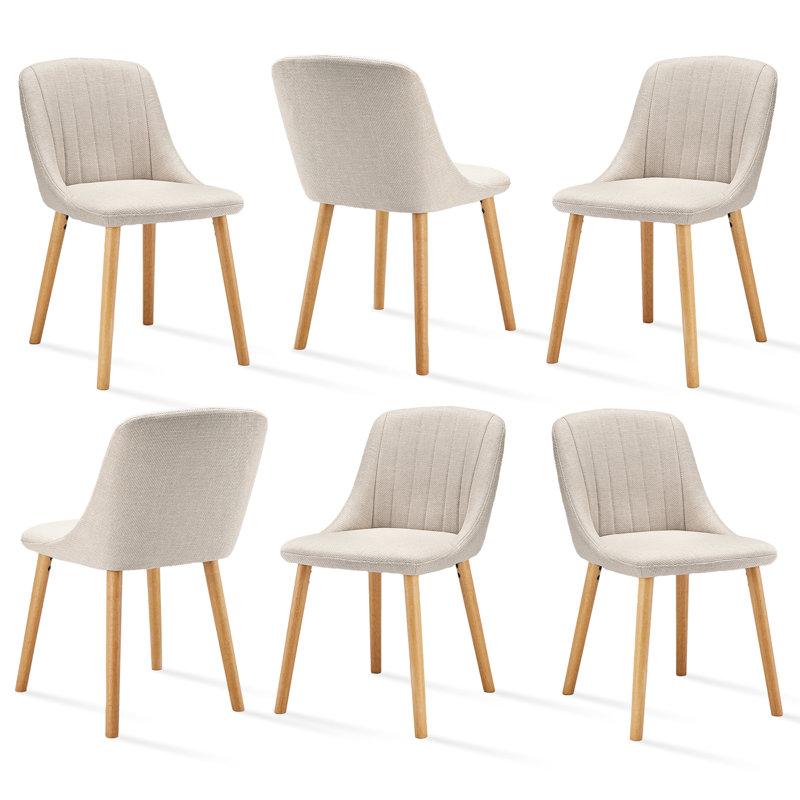 48.5cm H Upholstered Side Chair, Beige Linen/Natural