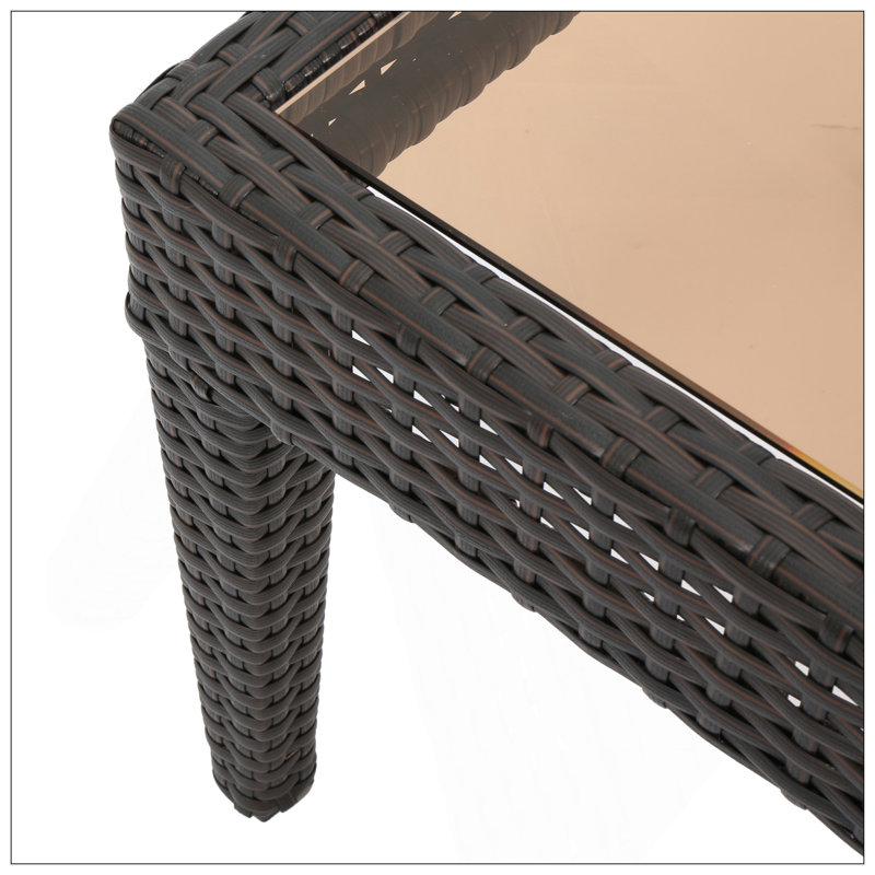 Table d'appoint d'extérieur en osier, table d'appoint, multicolore brun, Brun multi