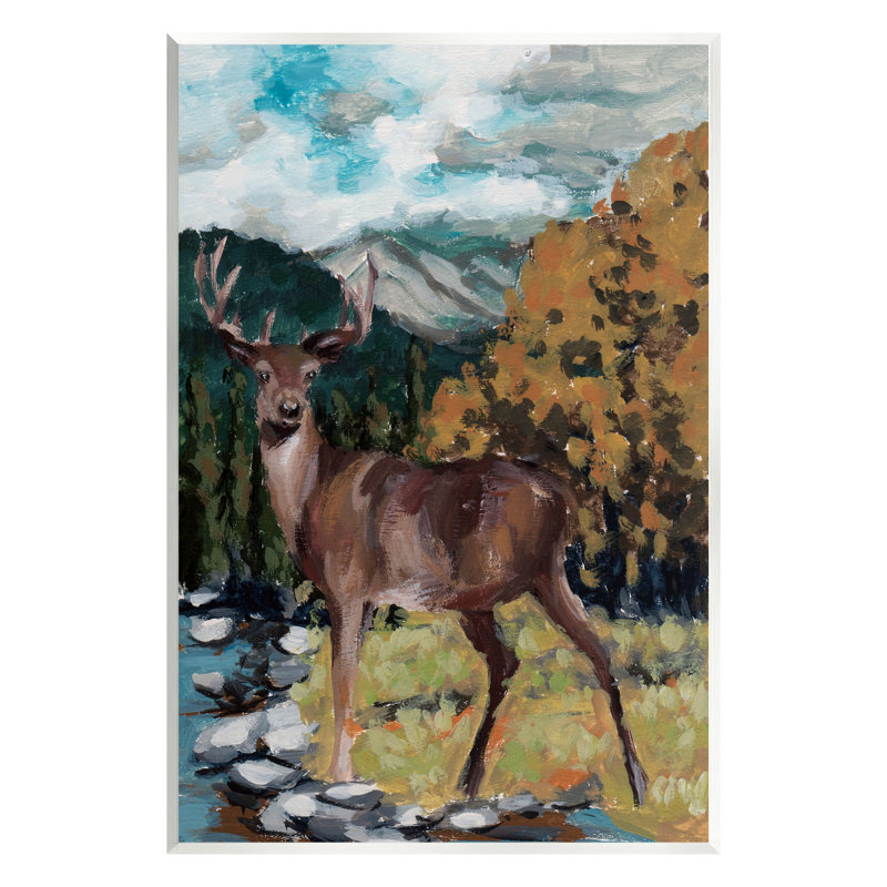 Cerf sauvage rustique - Peinture, H 15 po x l 10 po x P 0,5 po, Bois