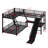 L-Shaped Bunk Bed With Loft Bed, Metal Triple Bunk Bed With Slide And USB Ports-581303121