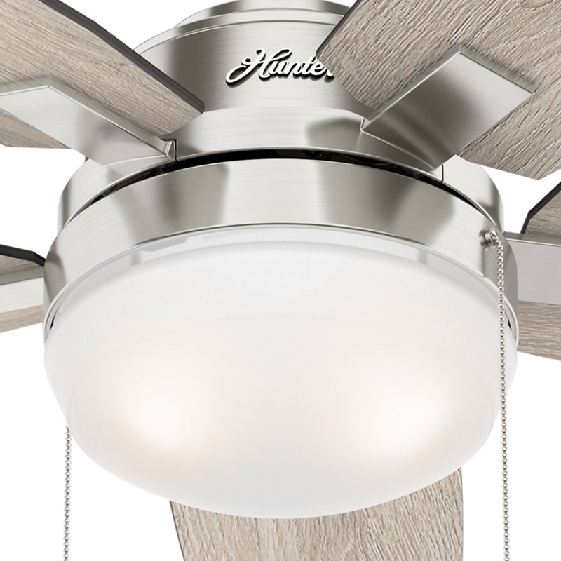 117cm Ceiling Fan with Light Kit, Light Grey Oak/Grey Walnut, Brushed Nickel
