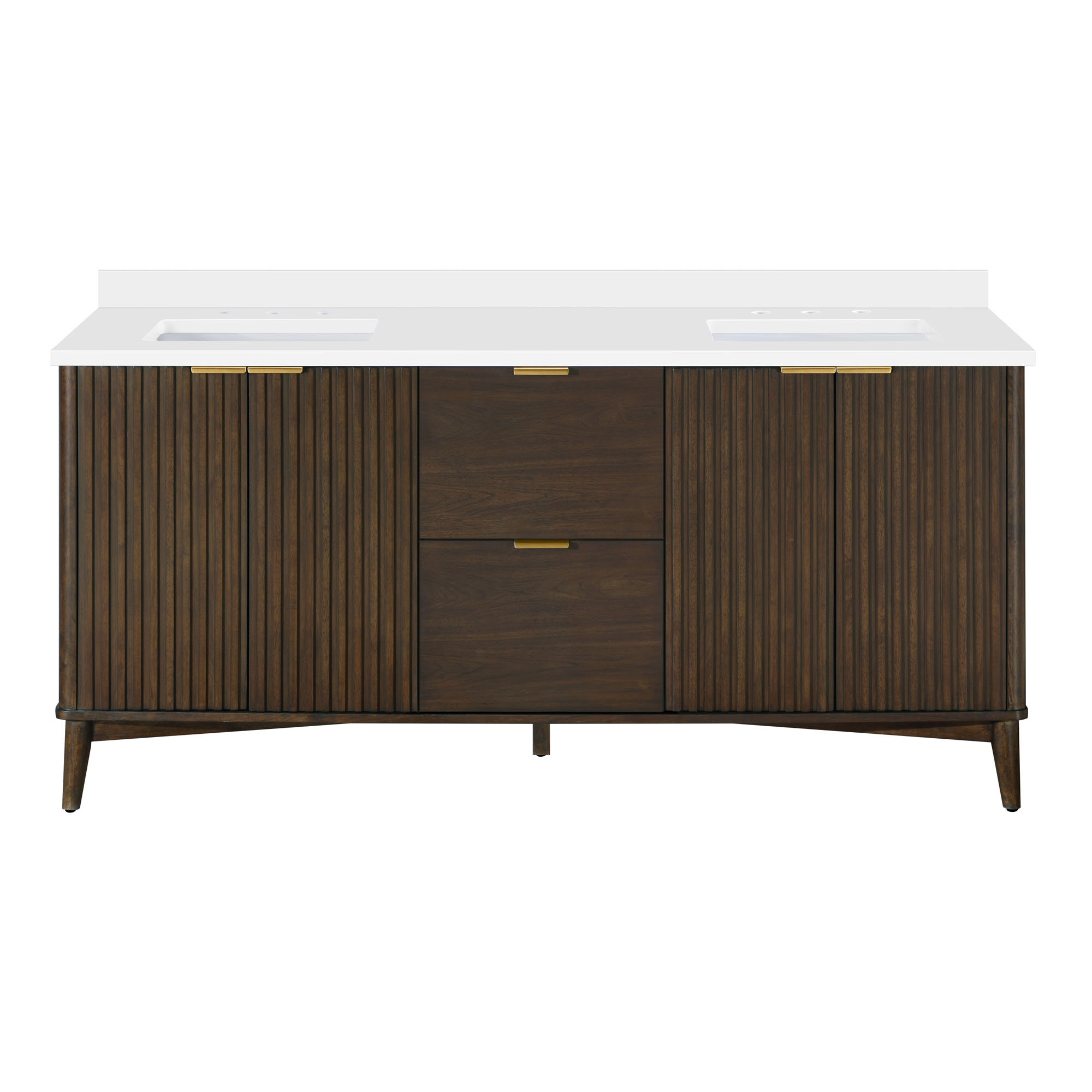Trotta 72 in. Double Sink Bathroom Vanity, Dark Walnut