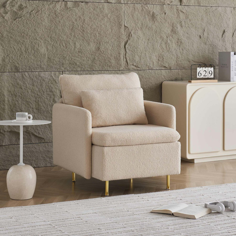 Chaise d'appoint Juhee Modern Club Chair, Tissu sherpa beige