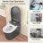 Modern Bidet Toilet With Auto Open/Close, Flush, Heated Seat, Warm Water Wash, Foam Function, And Adjustable Nozzle Positions - Grey, Contemporary Design Smart Automatic Open Close, Built In
