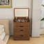 Bureau de coiffeuse 3-en-1 avec miroir éclairé et tabouret de rangement, coiffeuse compacte pour la chambre à coucher, la salle de bain ou le vestiaire (23 po, noyer)-1684543804
