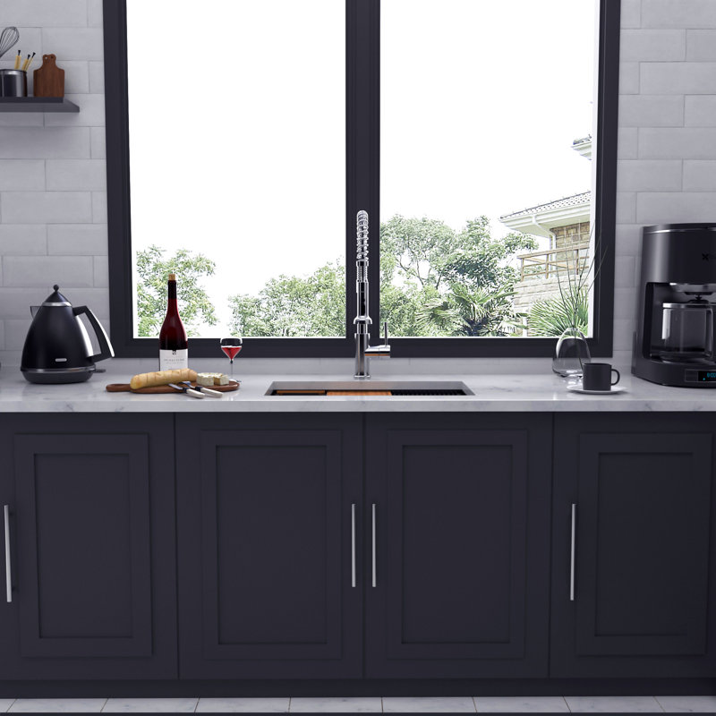 Undermount Single Bowl Stainless Steel Kitchen Sink with Workstation