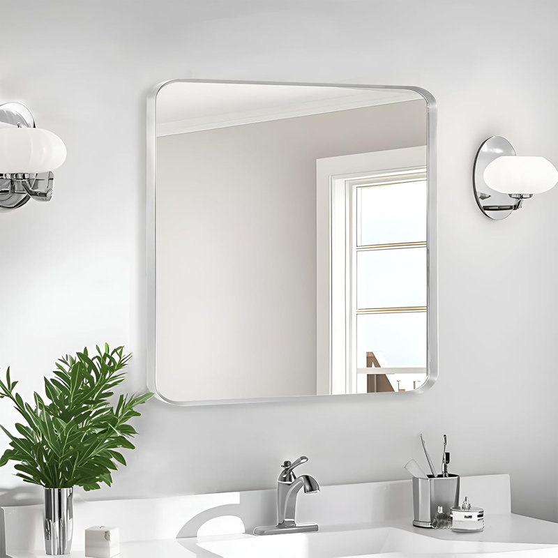 Miroir de salle de bain, 30 po x 30 po, Argent argent, Carrée