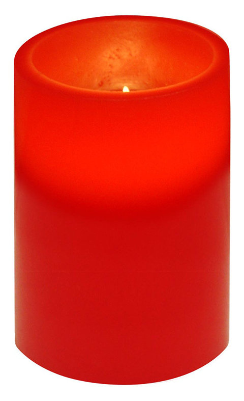 Bougie DEL sans flamme, H 4 po x l 3 po x P 3 po, Rouge