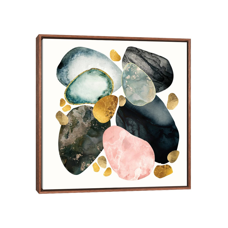 Pebble Abstract - impression d'art graphique, Aucun mat, Toile classique avec cadre brun, H 37 po x l 37 po x P 1,5 po