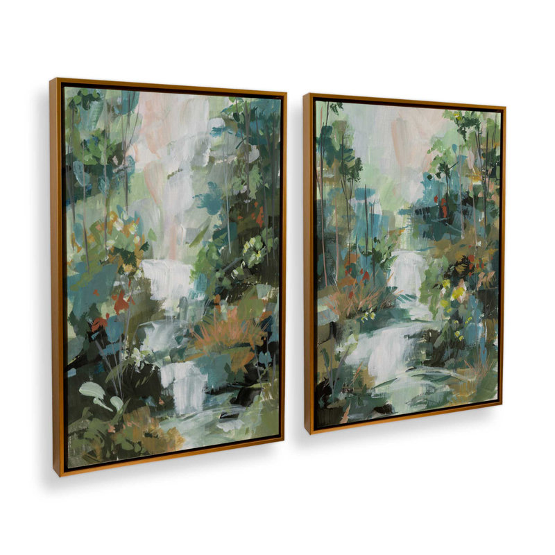 Serene Waves, ensemble de 2 impressions, 12 po x 8 po, Toile avec cadre, Or poli