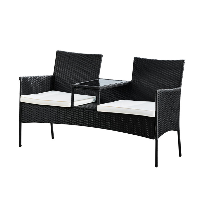 139.7Cm Wide Outdoor Wicker Gardern Loveseat with Cushions