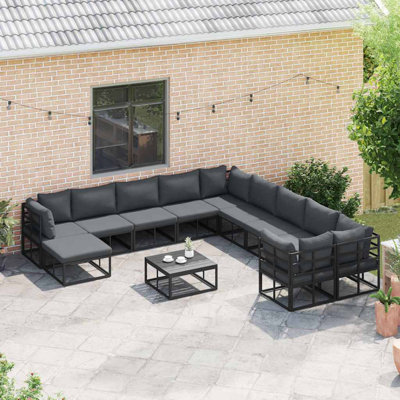 Vidaxl Garden Sofa Set 11 Pcs Black Aluminium