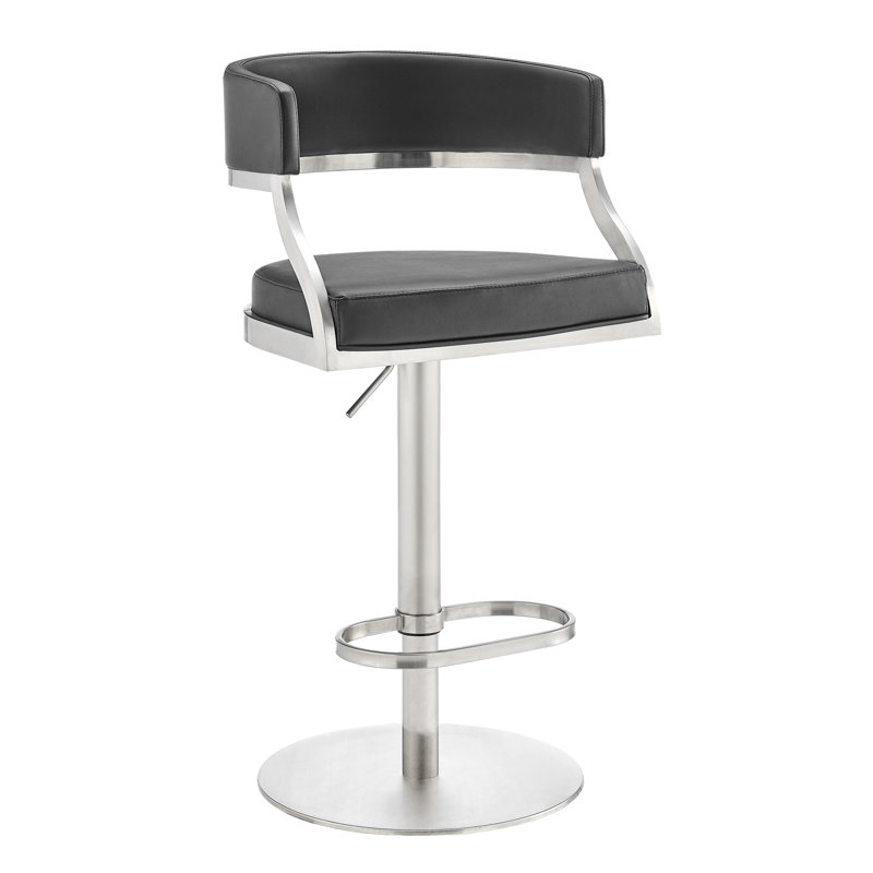 Tabouret de bar Callie, Noir, Acier inoxydable brossé