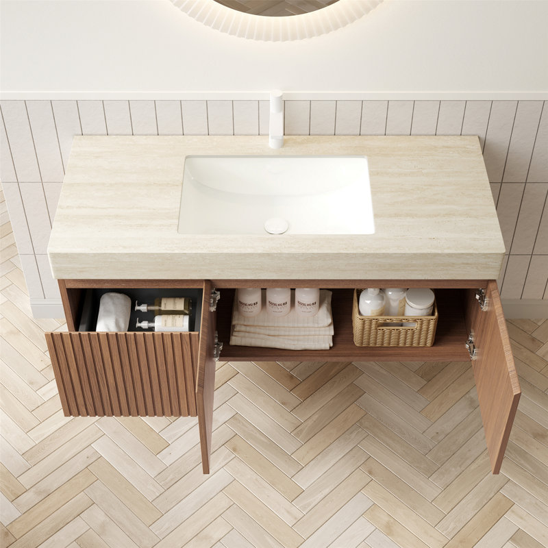 Meuble-lavabo avec lavabo, meuble de rangement mural avec tiroir et 2 portes pour la salle de bain, meuble-lavabo avec rangement pour la maison