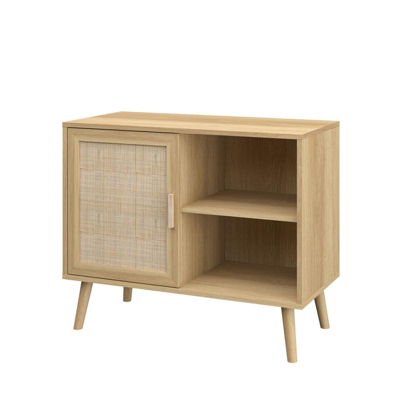 Anelise 1 Rattan Door Open Shelving Sideboard Cabinet Storage Unit