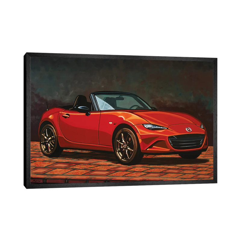 Mazda Mx5 by Paul Meijering - Painting on Canvas, Black Framed, 101.6 cm H x 66.04 cm W
