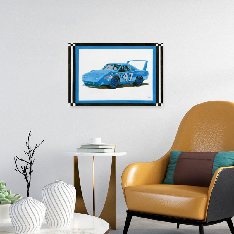 Racing Car Ani Classic Retro Vintage Horse Wall Art Print, H 16 po x l 24 po