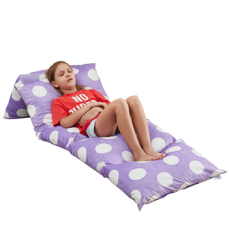 Housse de coussin pour lit Loungie 88 po x 26 po pour chambre à coucher, Microfibre / microsuède pois violets