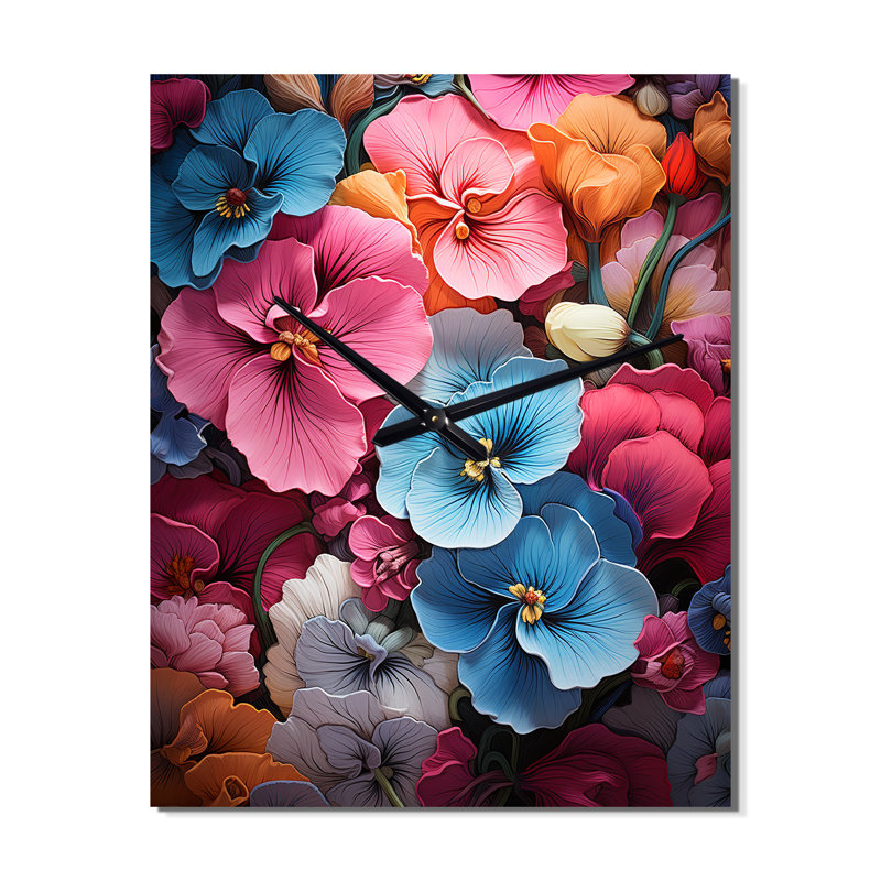Horloge murale moderne Gustavus - Pansies, Grand