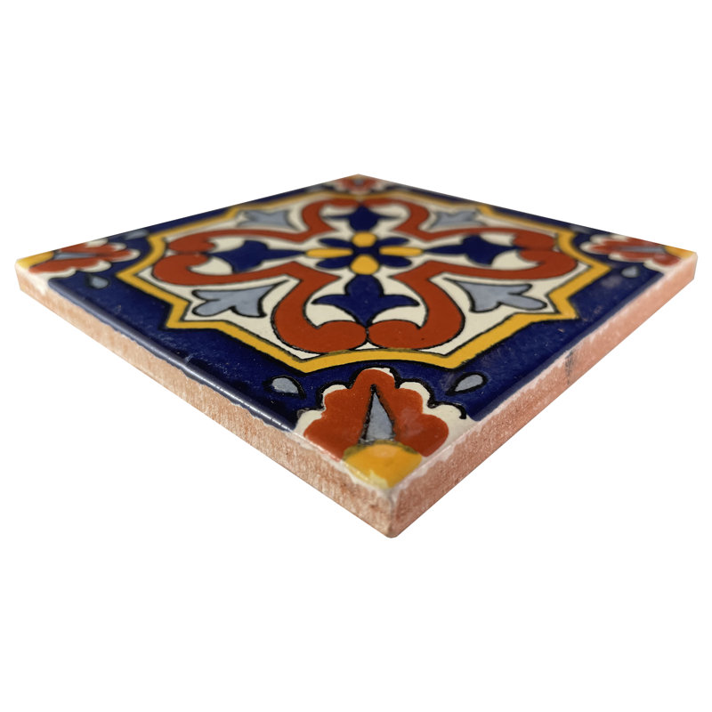 4,2 po x 4,2 po 9 pièces TalaMex Picota carreau d'argile mexicain dosseret fait à la main Talavera mosaïque