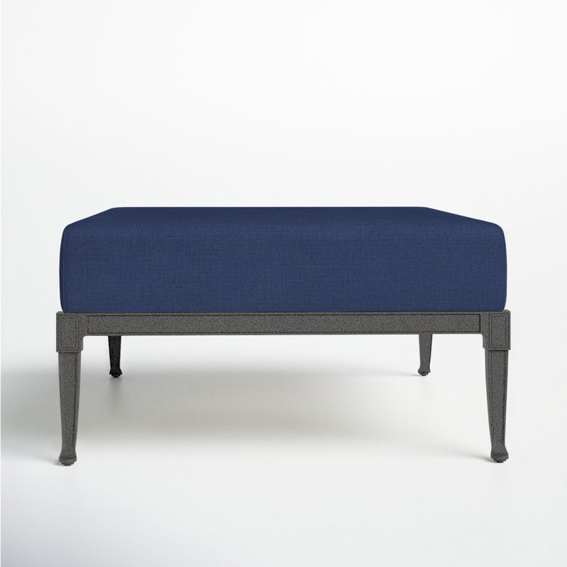 Repose-pieds d'extérieur Wiltshire, Étain, Toile bleu marine Sunbrella®