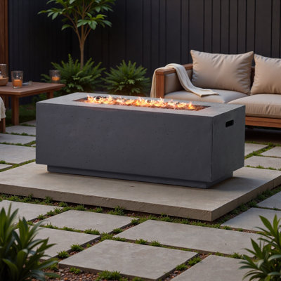 40" Outdoor 40,000 BTU Rectangular MgO Concrete Propane Fire Pit
