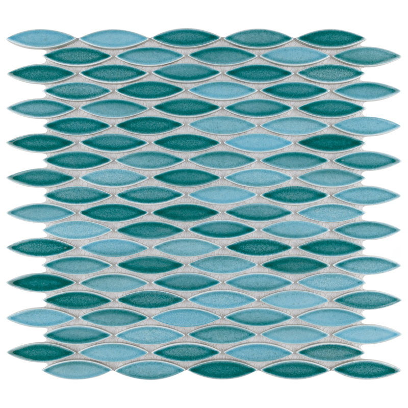 Pescado 1" x 2" Porcelain Mosaic Wall & Floor Tile, Teal/Aqua