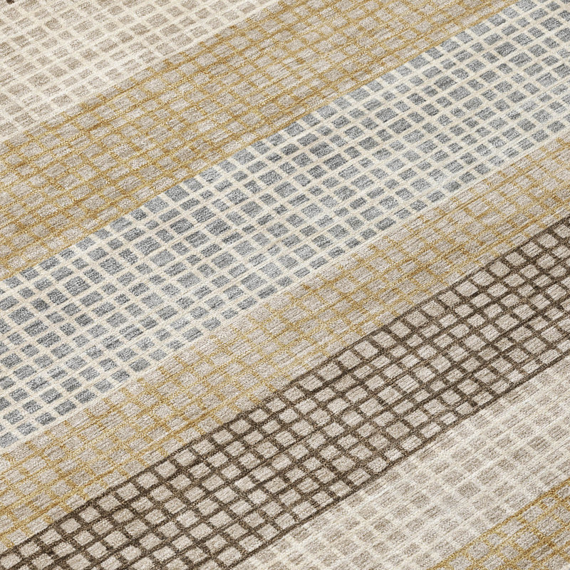 Machine Washable Indoor/Outdoor Xhevrie Beige Rug, Rectangle 3' x 5'