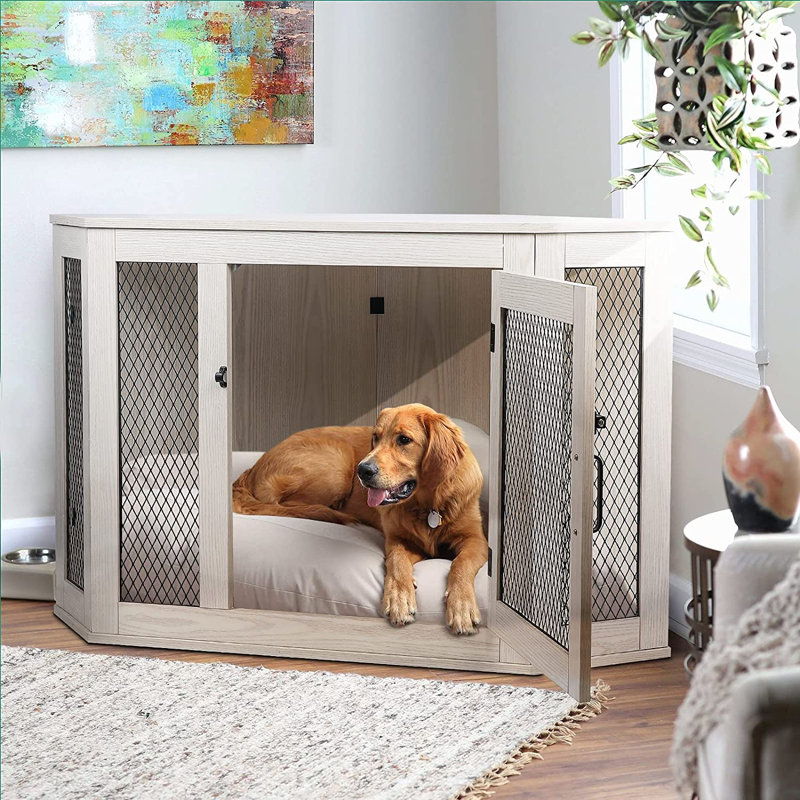 Caisse pour chien Bromborough, H 29,1 po x l 52 po x P 27,6 po, Gris