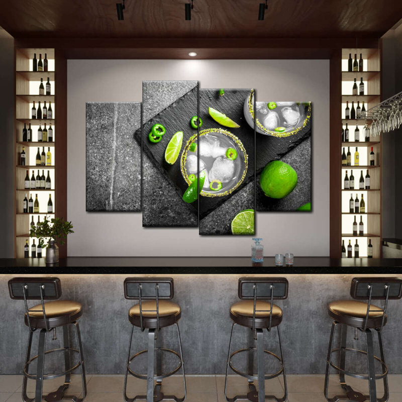 Cocktail mexicain cocktail sur toile, 4 pièces, H 48 po x l 75 po