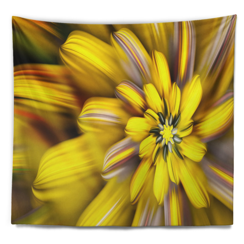Tapisserie florale florale jaune massif, H 32 po x l 39 po