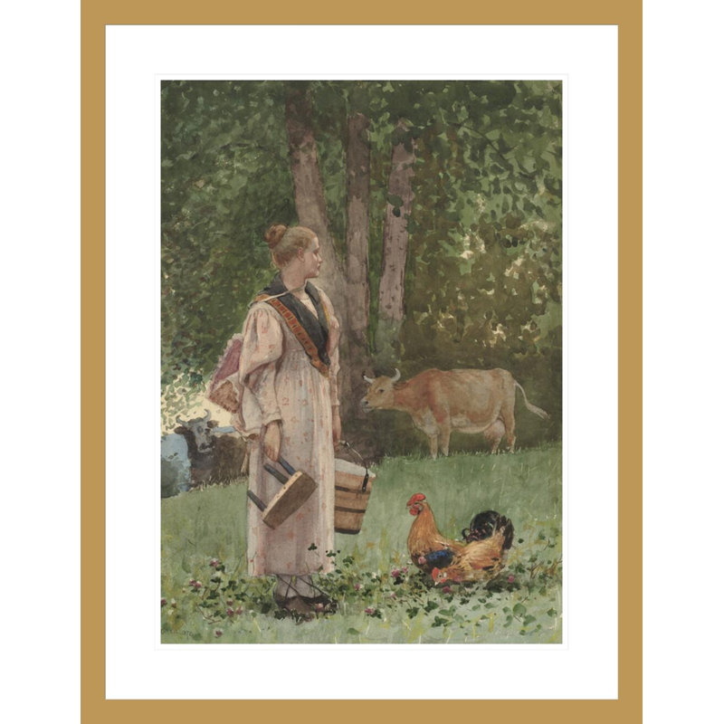 «The Milk Maid» par Winslow Homer, impression giclée sur cadre, H 29,5 po x l 22,88 po
