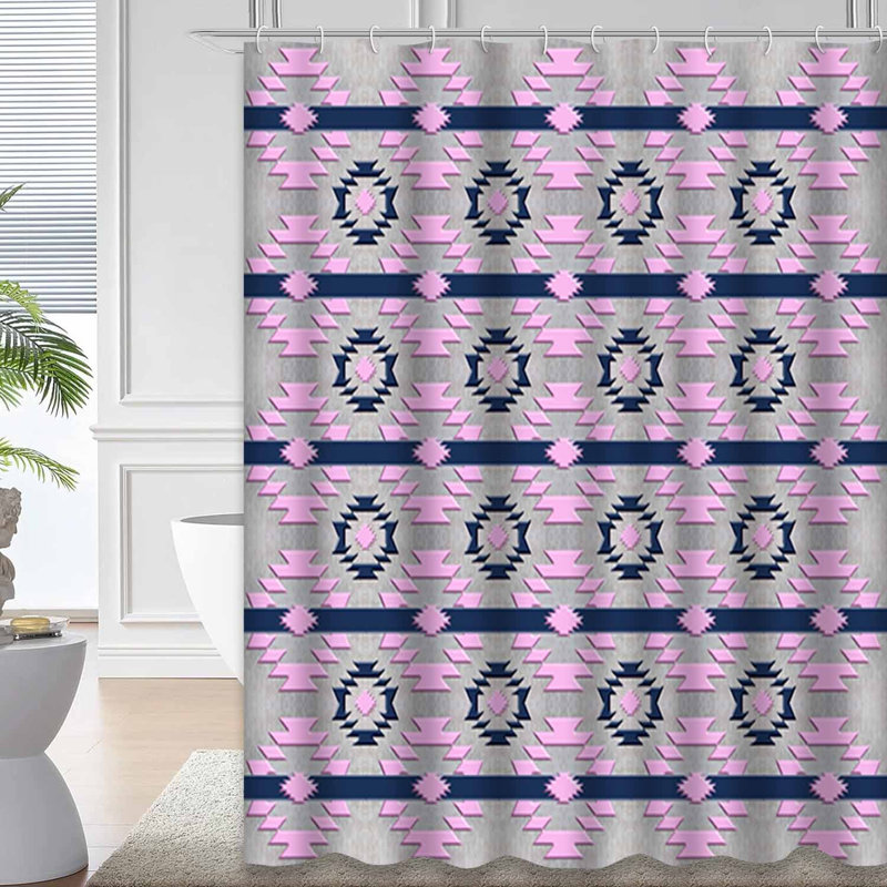 Rideau de douche à motif abstrait aztèque avec 12 crochets, L 72 po x l 78 po