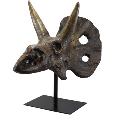 Statue de squelette de fossile de dinosaure tricératops Bresson préhistorique sur un musée, galerie, Fans de l'archéologie du crâne