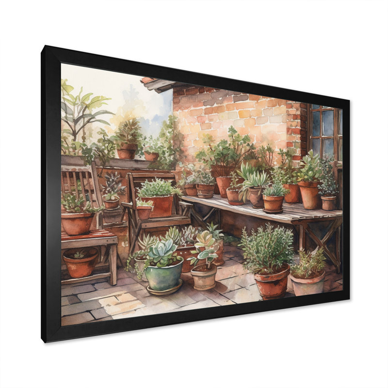 Rumjana Cottage Balcon Garden V sur toile, Cadre photo noir, H 12 po x l 20 po x P 1 po