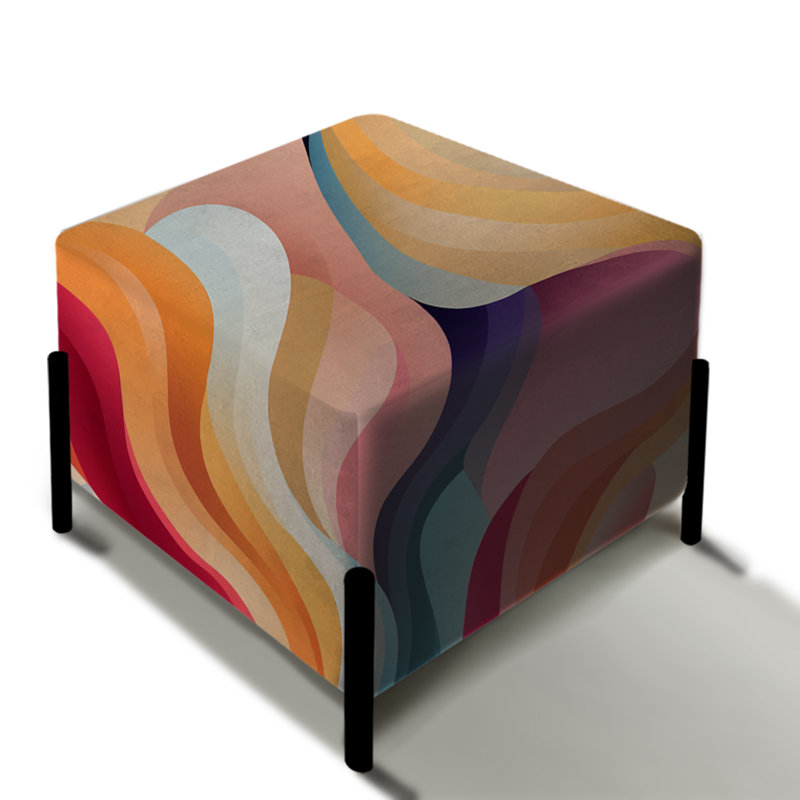 Doux doux multicolore abstrait Neutralité Wave II - repose-pieds carré abstrait