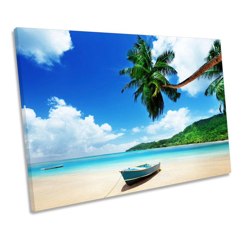 Caribbean Beach Boat - Wrapped Canvas Print, 61cm H x 91.4cm W x 4cm D