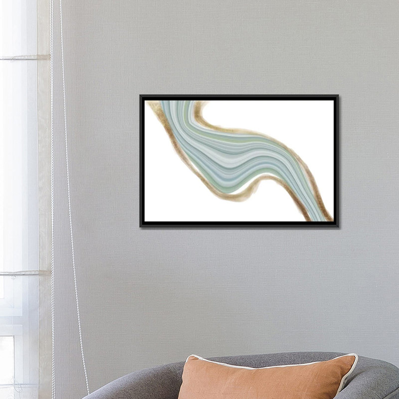 « evolution cerulean iridescence », impression sur toile tendue, H 26 po x l 40 po x P 1,5 po, Toile tendue, Pas de tapis